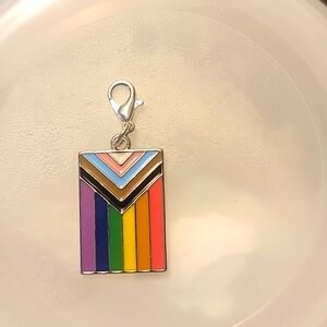 LGBTQ+ flag charm with lobster clasp